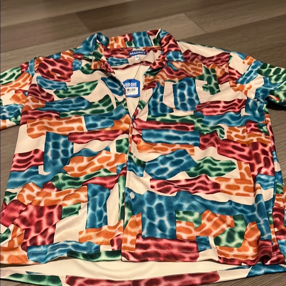 Colorful Geometric Button-Up Shirt